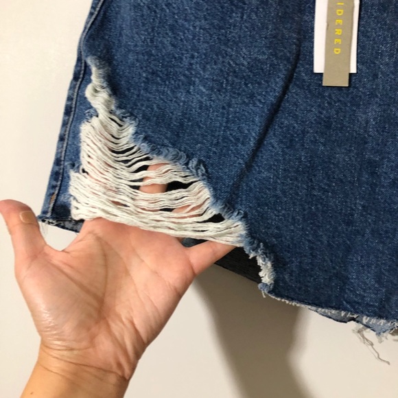 NWT Topshop Ripped distressed jean shorts blue 14 - Picture 2 of 8
